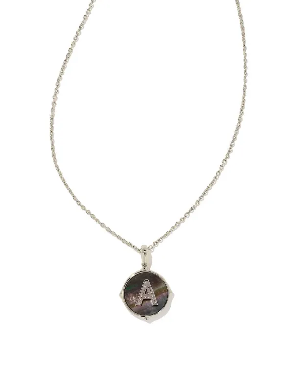 Letter A Silver Disc Reversible Pendant Necklace In Black Mother-Of-Pearl^Kendra Scott Cheap