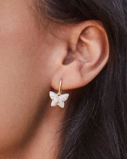 Lillia Crystal Butterfly Gold Drop Earrings In White Crystal^Kendra Scott Cheap