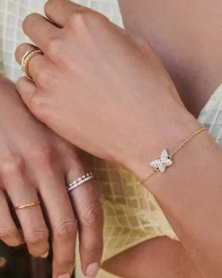 Lillia Crystal Butterfly Gold Delicate Chain Bracelet In White Crystal^Kendra Scott Cheap