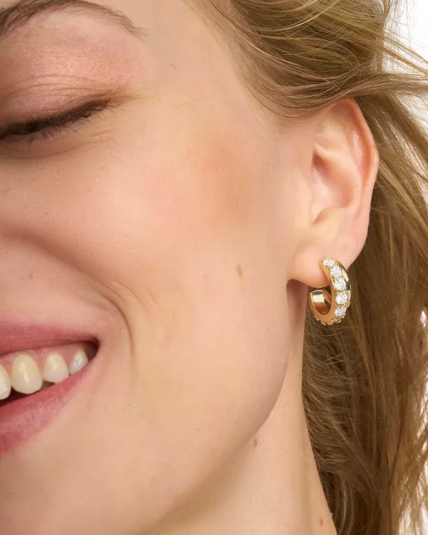 Livy Gold Huggie Earrings In White Crystal^Kendra Scott Best Sale