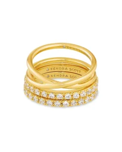 Livy Gold Rings Set Of 3 In White Crystal^Kendra Scott Best