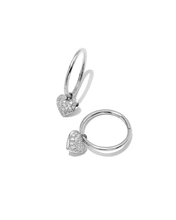 Madeline 14K White Gold Huggie Earrings In White Diamond^Kendra Scott Shop