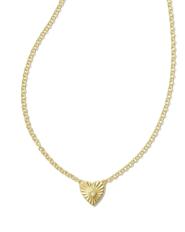 Maia 18K Gold Vermeil Heartburst Pendant Necklace In White Sapphire^Kendra Scott Clearance