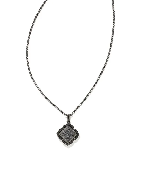 Mallory Gunmetal Pendant Necklace In Black Drusy^Kendra Scott Sale