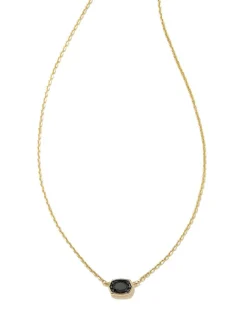 Marisa 14K Yellow Gold Oval Solitaire Pendant Necklace In Black Diamond^Kendra Scott Hot