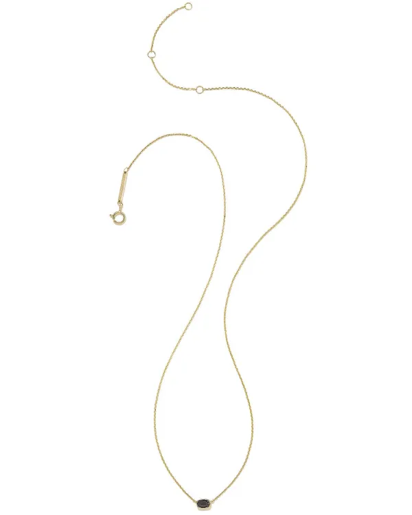 Marisa 14K Yellow Gold Oval Solitaire Pendant Necklace In Black Diamond^Kendra Scott Hot