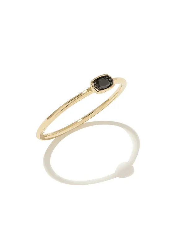 Marisa 14K Yellow Gold Oval Solitaire Band Ring In Black Diamond^Kendra Scott Best Sale