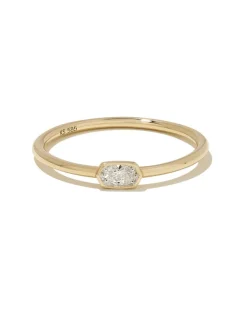 Marisa 14K Yellow Gold Oval Solitaire Band Ring In White Diamond^Kendra Scott Sale
