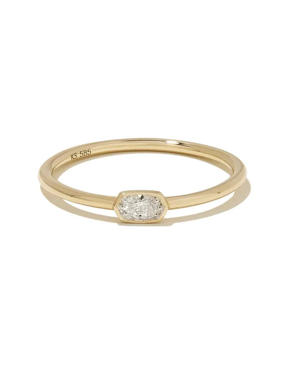 Marisa 14K Yellow Gold Oval Solitaire Band Ring In White Diamond^Kendra Scott Sale