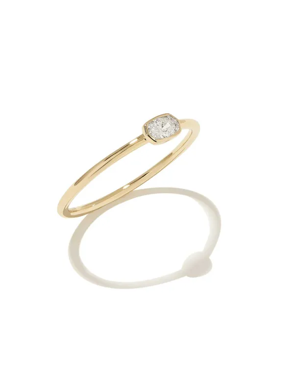 Marisa 14K Yellow Gold Oval Solitaire Band Ring In White Diamond^Kendra Scott Sale