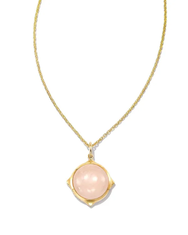 Matilda 18K Gold Vermeil Stone Charm Necklace In Rose Quartz^Kendra Scott New
