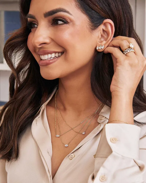 Mayel Gold Multi Strand Necklace In White Crystal^Kendra Scott Outlet