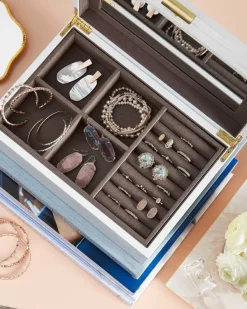 Medium Antique Brass Jewelry Box In White Lacquer^Kendra Scott Cheap