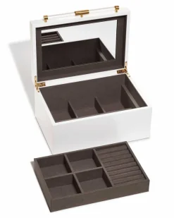 Medium Antique Brass Jewelry Box In White Lacquer^Kendra Scott Cheap