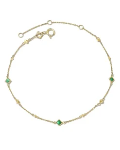 Michelle 14K Yellow Gold Delicate Chain Bracelet In Emerald^Kendra Scott New