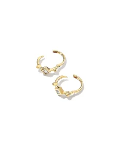 Michelle 14K Yellow Gold Huggie Earrings In White Diamond^Kendra Scott Discount