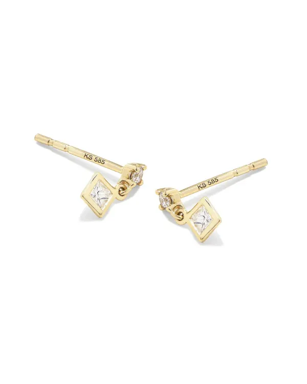 Michelle 14K Yellow Gold Small Drop Earrings In White Diamond^Kendra Scott Discount