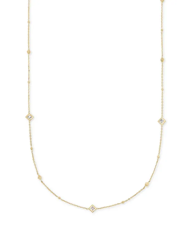 Michelle 14K Yellow Gold Strand Necklace In White Diamond^Kendra Scott Sale