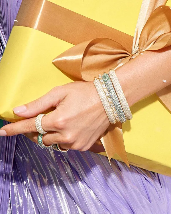 Mikki Gold Pave Bangle Bracelet In White Crystal^Kendra Scott Sale