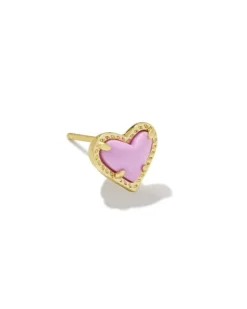 Mini Ari Heart Gold Single Stud Earring In Fuchsia Magnesite^Kendra Scott Fashion