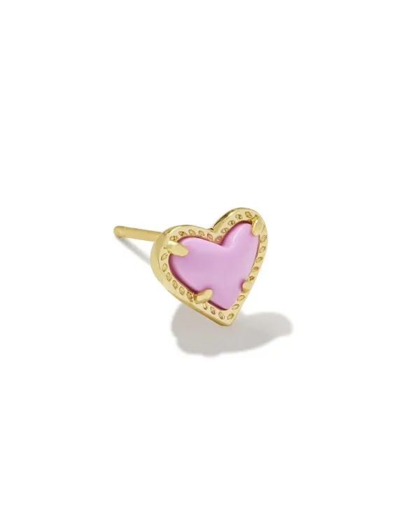 Mini Ari Heart Gold Single Stud Earring In Fuchsia Magnesite^Kendra Scott Fashion