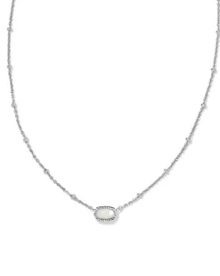 Mini Elisa Silver Satellite Short Pendant Necklace In Ivory Mother-Of-Pearl^Kendra Scott New