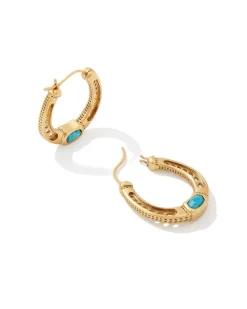Noble Vintage Gold Horseshoe Hoop Earrings In Variegated Dark Teal Magnesite^Kendra Scott Flash Sale