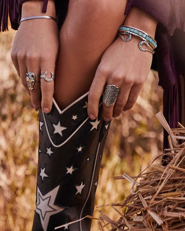 Noble Vintage Silver Horseshoe Cocktail Ring In Variegated Dark Teal Magnesite^Kendra Scott Best Sale