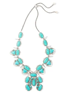 Odessa Vintage Silver Statement Necklace In Variegated Turquoise Magnesite^Kendra Scott Fashion