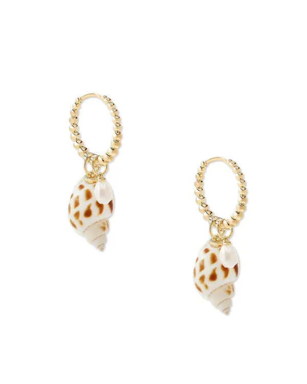 Oleana Gold Huggie Earrings In Spotted Shell^Kendra Scott Store