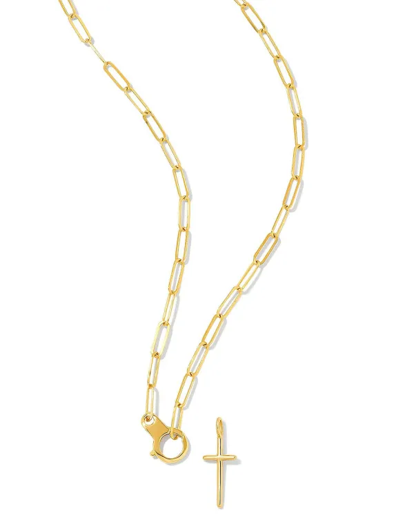 Paperclip Cross Charm Necklace In 18K Gold Vermeil^Kendra Scott Store