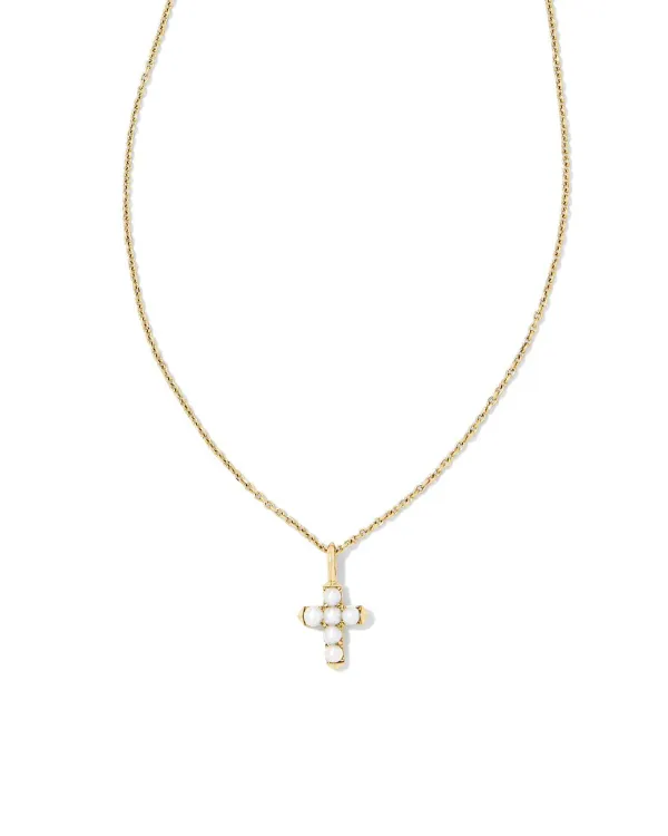Pearl 14K Yellow Gold Cross Pendant Necklace In White Pearl^Kendra Scott Shop