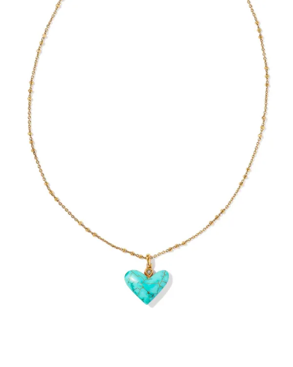 Poppy Vintage Gold Short Pendant Necklace In Variegated Turquoise Magnesite^Kendra Scott Hot