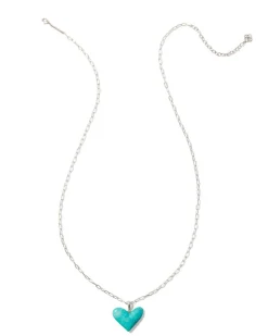 Poppy Vintage Silver Small Long Pendant Necklace In Variegated Turquoise Magnesite^Kendra Scott Best