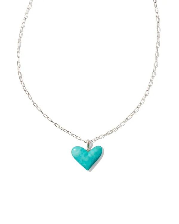 Poppy Vintage Silver Small Long Pendant Necklace In Variegated Turquoise Magnesite^Kendra Scott Best