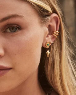 Shiva Vintage Gold Ear Jacket Earrings In Teal Howlite^Kendra Scott Flash Sale