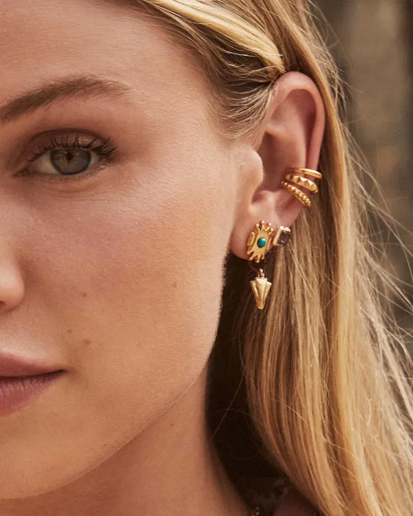 Shiva Vintage Gold Ear Jacket Earrings In Teal Howlite^Kendra Scott Flash Sale
