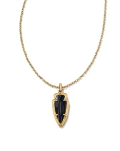 Skylar Vintage Gold Short Pendant Necklace In Black Banded Agate^Kendra Scott Shop