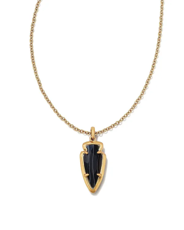 Skylar Vintage Gold Short Pendant Necklace In Black Banded Agate^Kendra Scott Shop