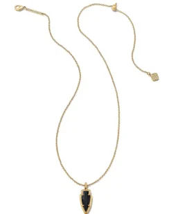 Skylar Vintage Gold Short Pendant Necklace In Black Banded Agate^Kendra Scott Shop