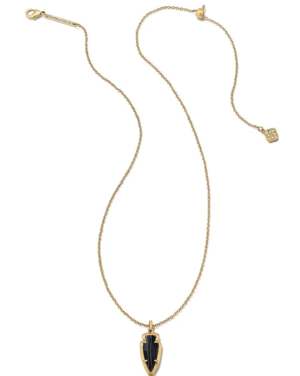 Skylar Vintage Gold Short Pendant Necklace In Black Banded Agate^Kendra Scott Shop