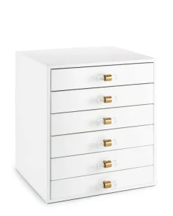 Tall Antique Brass Jewelry Box In White Lacquer^Kendra Scott Store