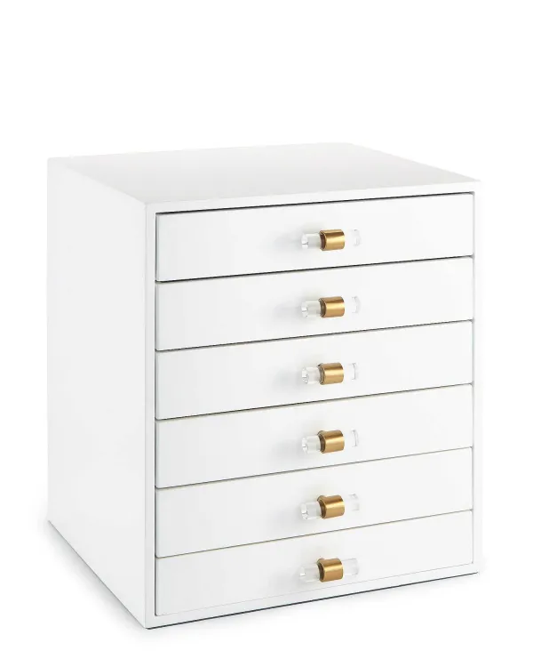 Tall Antique Brass Jewelry Box In White Lacquer^Kendra Scott Store