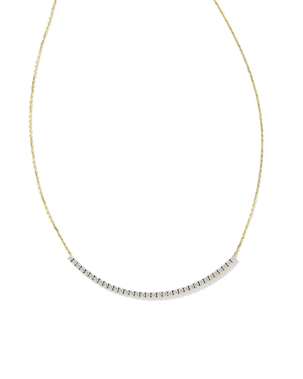Tennis 14K Yellow Gold Bar Necklace In White Diamond^Kendra Scott Store