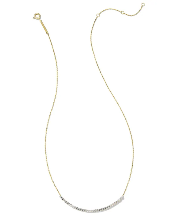 Tennis 14K Yellow Gold Bar Necklace In White Diamond^Kendra Scott Store