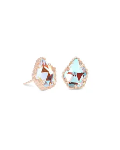 Tessa Rose Gold Stud Earrings In Dichroic Glass^Kendra Scott New
