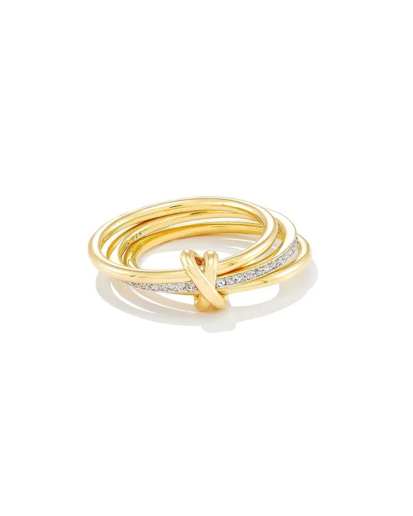 Tia 18K Gold Vermeil Band Ring In White Sapphire^Kendra Scott Clearance