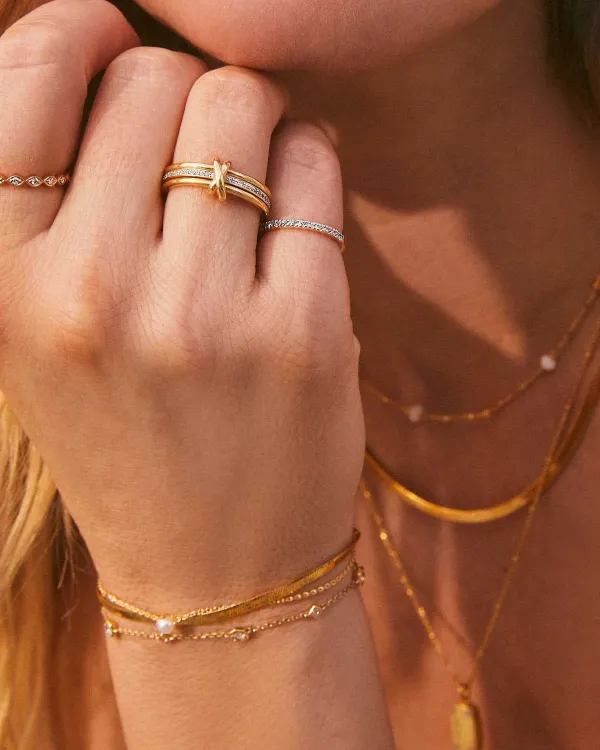 Tia 18K Gold Vermeil Band Ring In White Sapphire^Kendra Scott Clearance