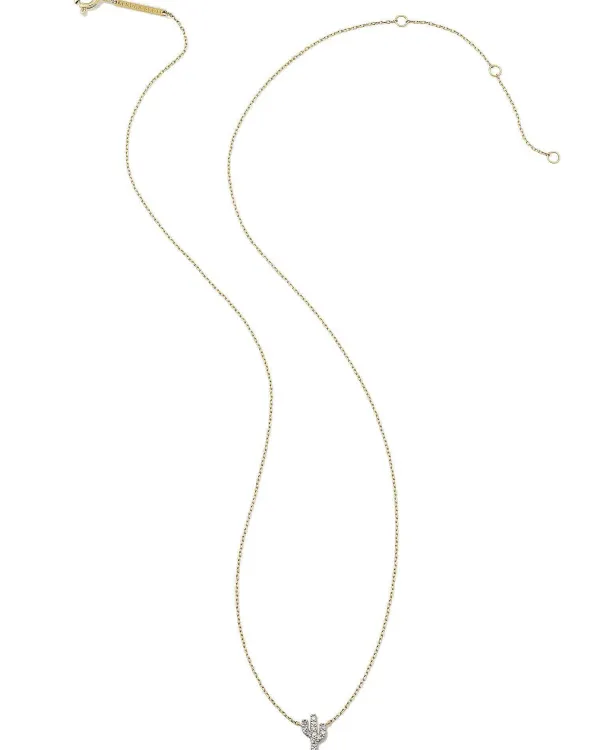 Tiny Cactus 14K Yellow Gold Pendant Necklace In White Diamond^Kendra Scott Cheap