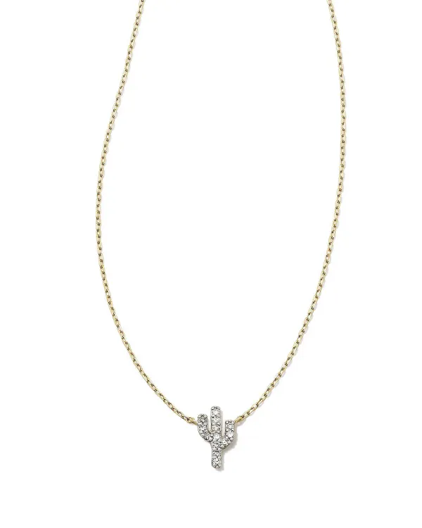 Tiny Cactus 14K Yellow Gold Pendant Necklace In White Diamond^Kendra Scott Cheap